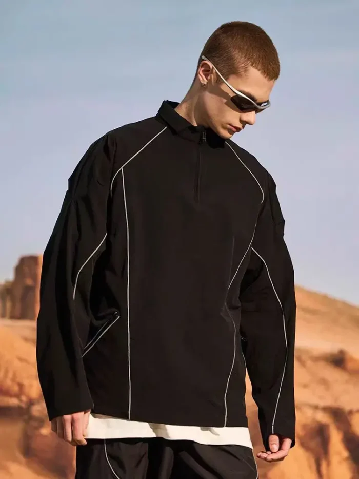 Subtraction of 24ss Reflective stripes longsleeve quick dry nylon spandex material gorpcore urban outdoor