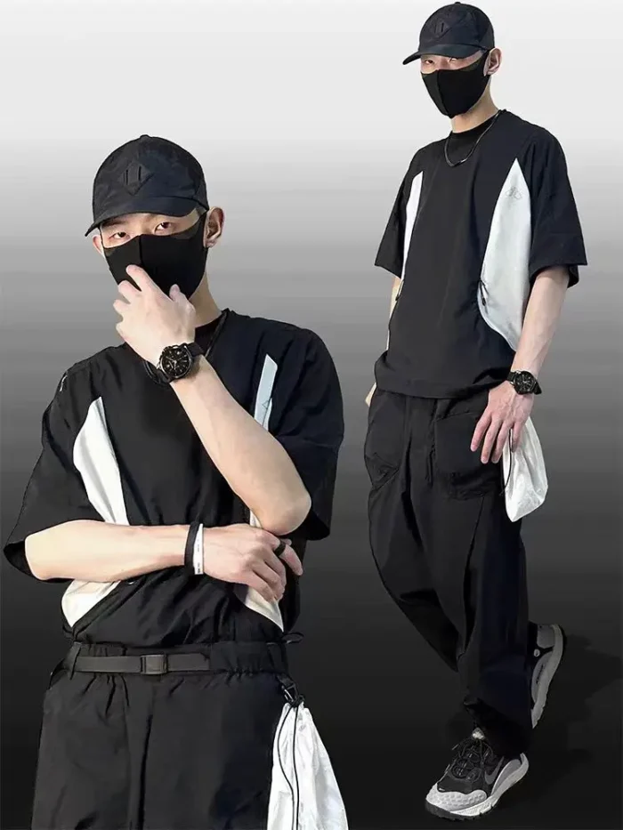 Whyworks 24ss Deconstructed t shirt UPF50 sun protection material geometric splicing techwear gorpcore 1