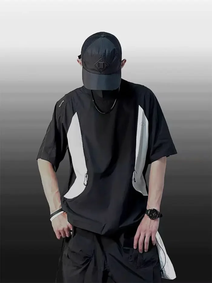 Whyworks 24ss Deconstructed t shirt UPF50 sun protection material geometric splicing techwear gorpcore 3