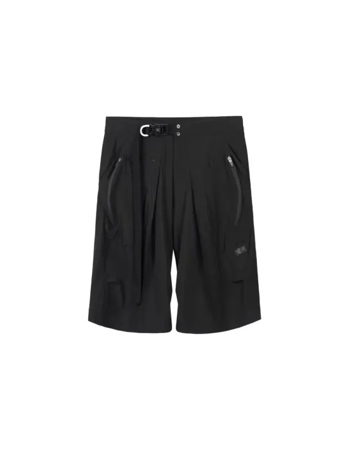 Corrosion equipment 24ss P28 BK Pleated curved zipper quick drying shorts integrated belt fidlock buckle multipocket 1