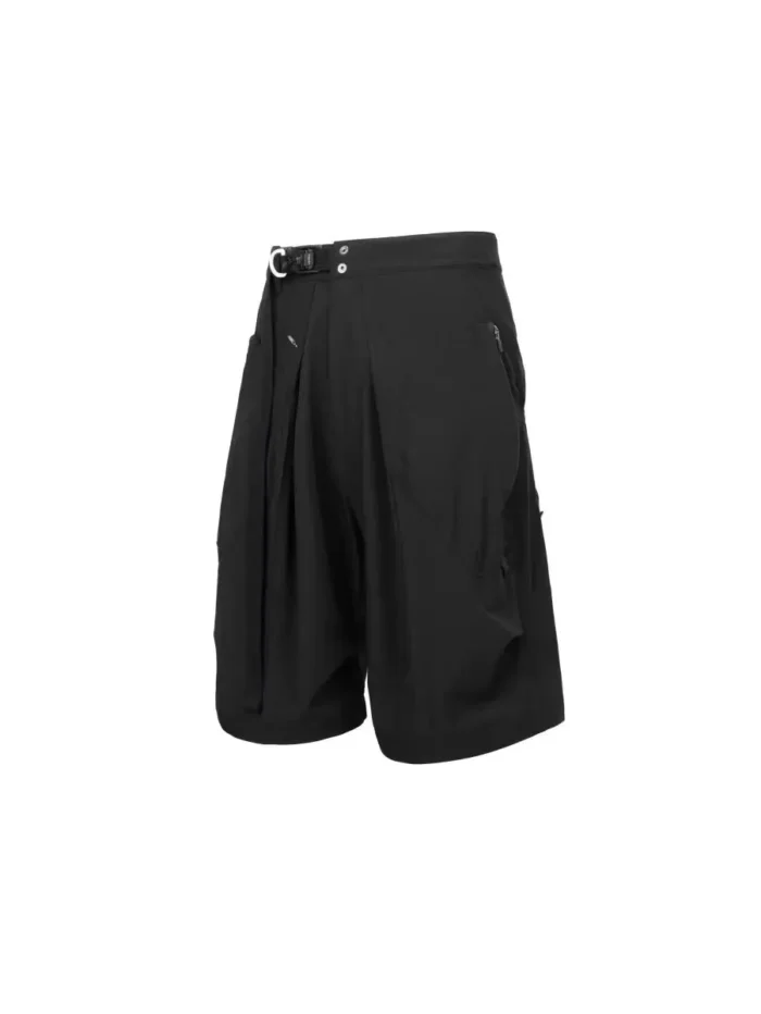 Corrosion equipment 24ss P28 BK Pleated curved zipper quick drying shorts integrated belt fidlock buckle multipocket 2