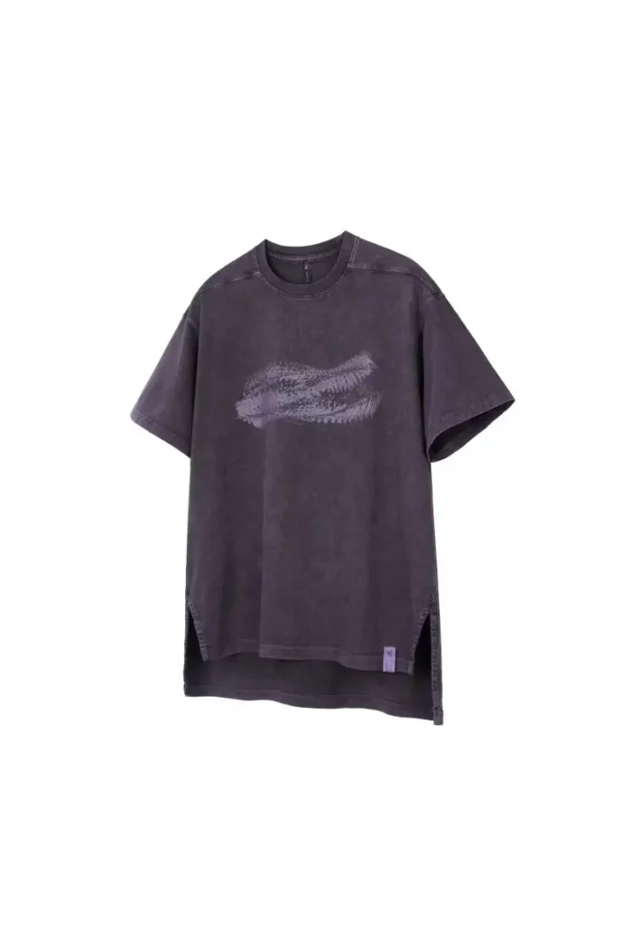 Corrosion equipment 24ss S16 VT Dirty dyed Ripple printed T shirt with slit at the hem 4