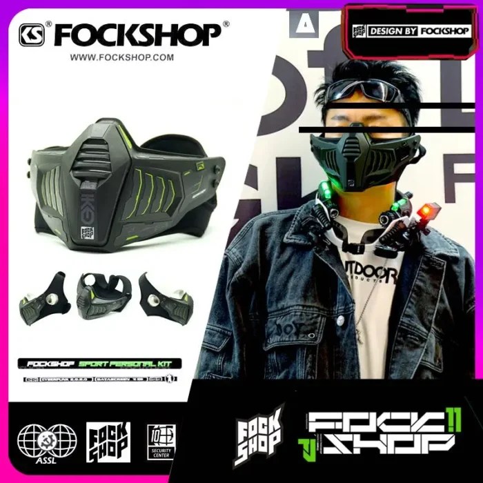 Fockshop 2023 Half mask cyber mask elastic head strapping techwear dystopian accessories