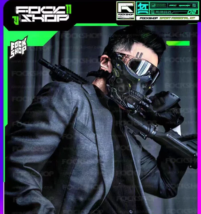 Fockshop 24ss Skull half mask cyber creative prop mask techwear accessories dystopian 1