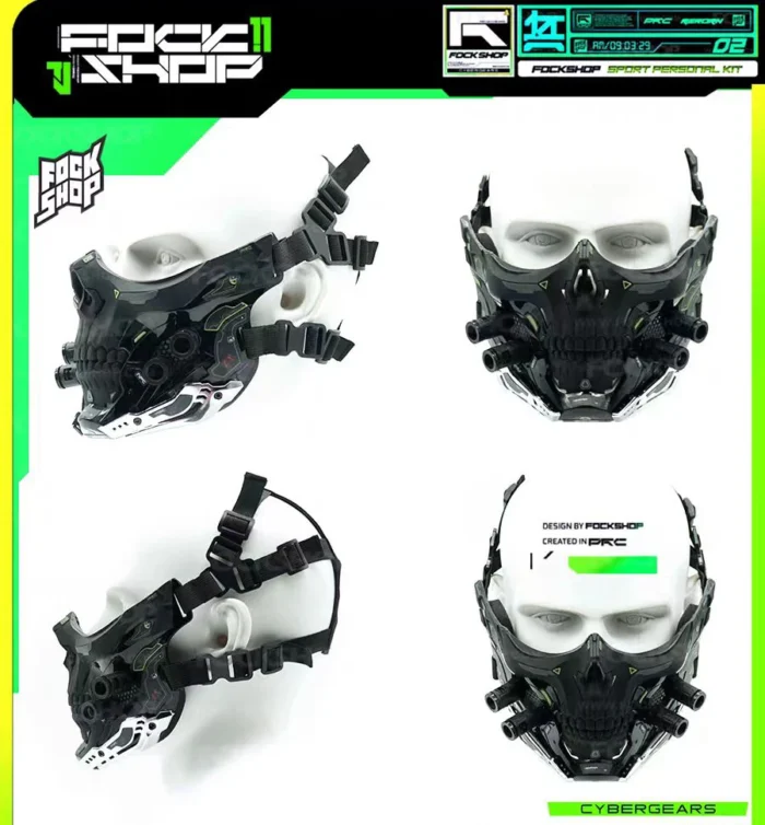 Fockshop 24ss Skull half mask cyber creative prop mask techwear accessories dystopian 2