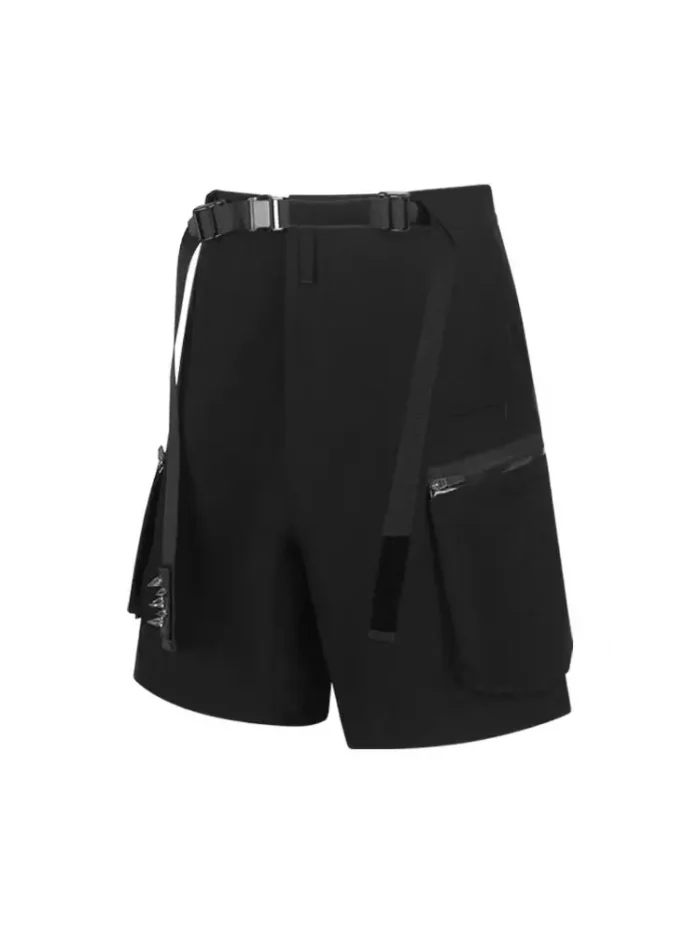 Ninja warning 24ss Cargo shorts integrated belt relaxed fit patch pads multipocket techwear 1