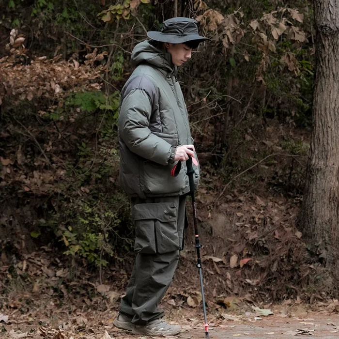 Halcyon 22AW Mountain outdoor color matching structure hooded down jacket winter 90 white duck down gorpcore 2