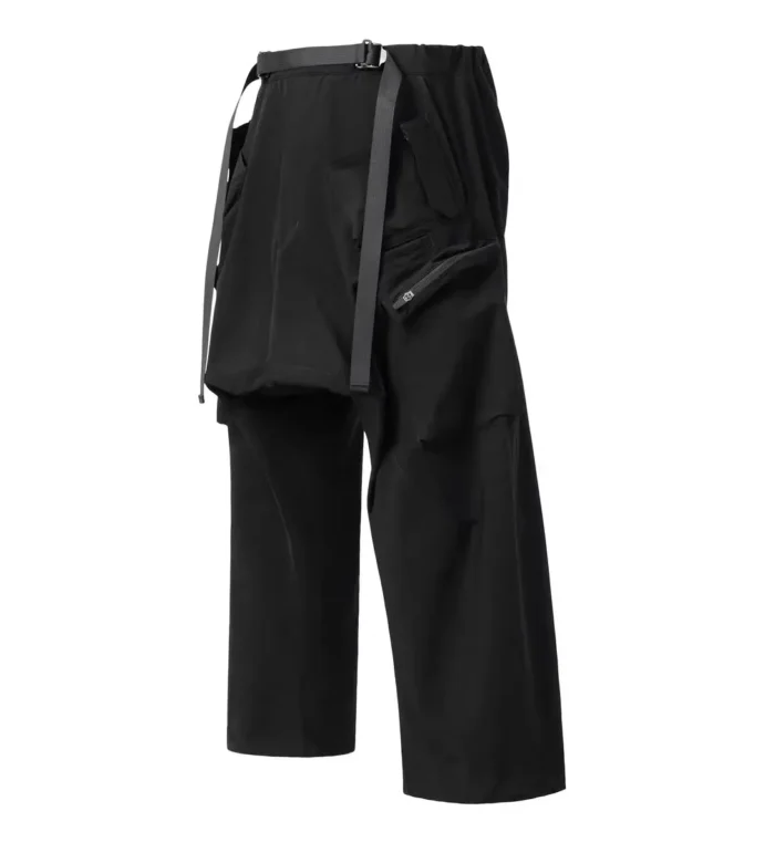 Ninja warning 24aw Multipocket ultrawide pants integrated web belt drawcord hem dwr coated material techwear 1