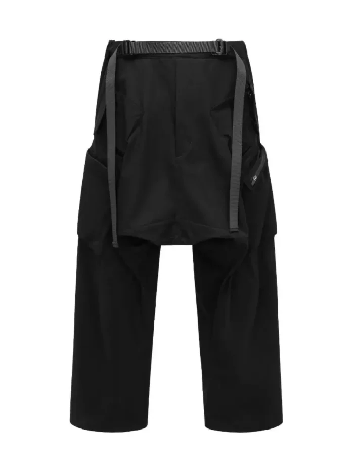 Ninja warning 24aw Multipocket ultrawide pants integrated web belt drawcord hem dwr coated material techwear