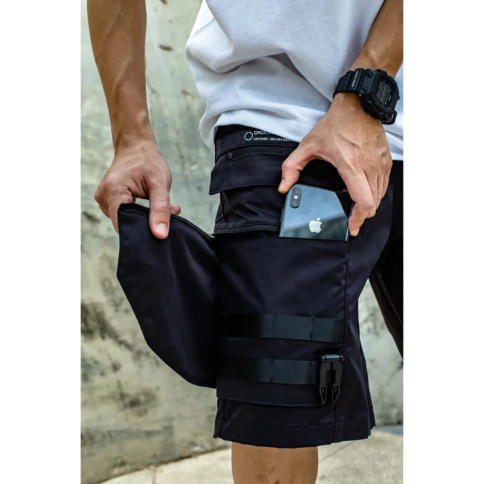 The croxx shorts with side molle multiple pockets drawstring techwear aesthetic streetwear men 21