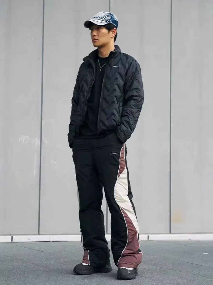Enshadower 24aw Irregular structure color stitching lightweight down pants for winter techwear gorpcore aesthetic 1
